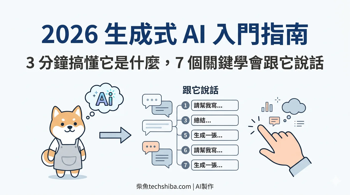2026 生成式 AI 入門指南：3 分鐘搞懂它是什麼，7 個關鍵學會跟它說話