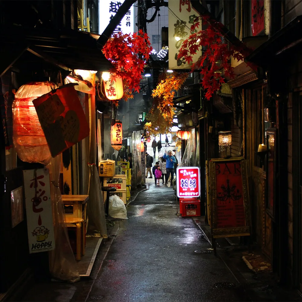 夜晚街景霓虹色調素材
