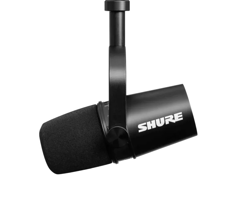 SHURE MV7 黑色動圈式麥克風，適合吵雜環境降噪的直播收音設備